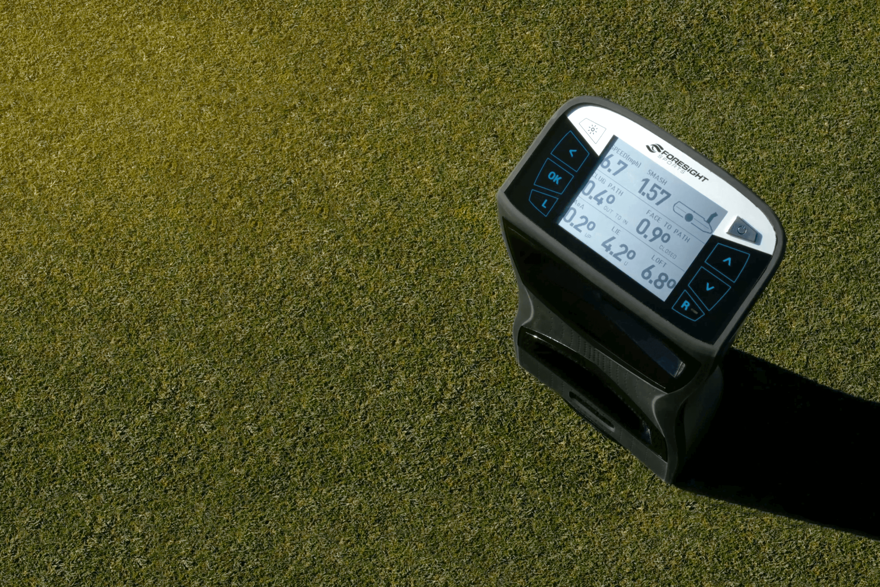 GCQuad putting with screen showing data